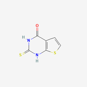 Chemical structure of 2-sulfanyl-3H,4H-thieno(2,3-d)pyrimidin-4-one