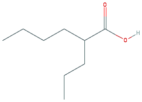Chemical structure of 2-Propylhexanoic acid