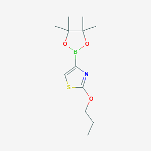 Chemical structure of 2-propoxy-4-(4,4,5,5-tetramethyl-1,3,2-dioxaborolan-2-yl)thiazole