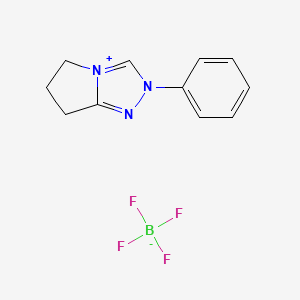 Chemical structure of 2-Phenyl-6,7-dihydro-5H-pyrrolo[2,1-c][1,2,4]triazol-2-ium tetrafluoroborate