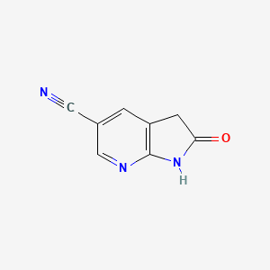 Chemical structure of 2-Oxo-2,3-dihydro-1H-pyrrolo[2,3-b]pyridine-5-carbonitrile