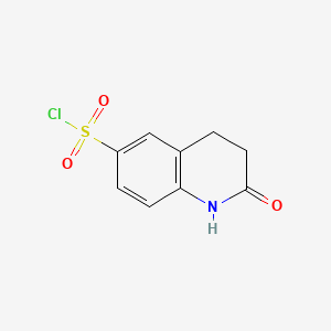Chemical structure of 2-Oxo-1,2,3,4-tetrahydro-6-quinolinesulfonylchloride