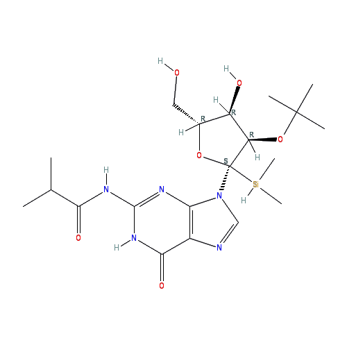 Chemical structure of 2'-O-tert-Butyldimethylsilyl-N2-isobutyryl-guanosine