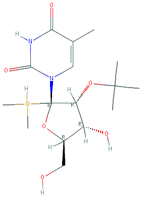 Chemical structure of 2'-O-tert-Butyldimethylsilyl-5-methyluridine
