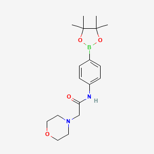 Chemical structure of 2-Morpholino-N-(4-(4,4,5,5-tetramethyl-1 ,3,2-dioxaborolan-2-yl)phenyl)acetamide
