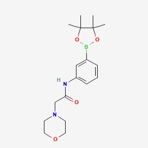 Chemical structure of 2-morpholino-N-(3-(4,4,5,5-tetramethyl-1,3,2-dioxaborolan-2-yl)phenyl)acetamide