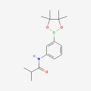 Chemical structure of 2-methyl-N-[3-(4,4,5,5-tetramethyl-1,3,2-dioxaborolan-2-yl)phenyl]propanamide
