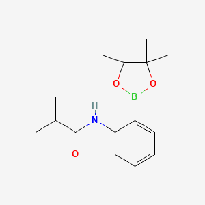 Chemical structure of 2-methyl-N-[2-(4,4,5,5-tetramethyl-1,3,2-dioxaborolan-2-yl)phenyl]propanamide