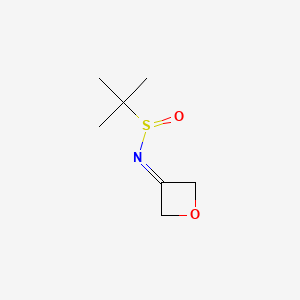 Chemical structure of 2-Methyl-N-(oxetan-3-ylidene)propane-2-sulfinamide
