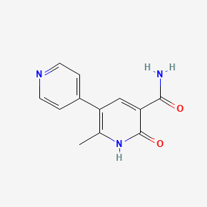 Chemical structure of 1,6-Dihydro-2-methyl-6-oxo(3,4'-bipyridine)-5-carboxamide