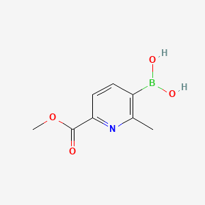 Chemical structure of 2-Methyl-6-(methoxycarbonyl)pyridine-3-boronic acid