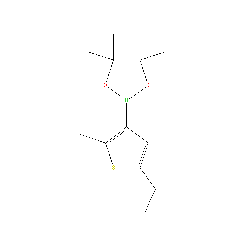 Chemical structure of 2-Methyl-5-ethylthiophene-3-boronic acid pinacol ester