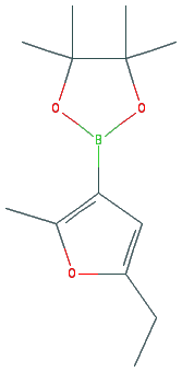 Chemical structure of 2-Methyl-5-ethylfuran-3-boronic acid pinacol ester