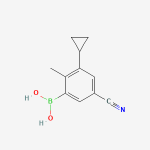 Chemical structure of 2-Methyl-5-cyano-3-cyclopropylphenylboronic acid