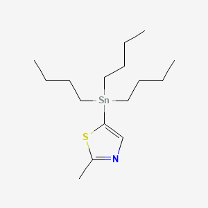 Chemical structure of 2-Methyl-5-(tributylstannyl)thiazole