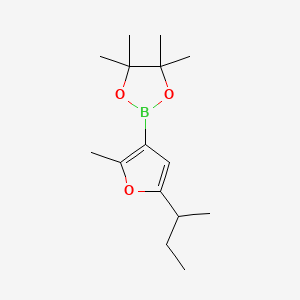 Chemical structure of 2-Methyl-5-(sec-butyl)furan-3-boronic acid pinacol ester