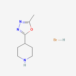 Chemical structure of 2-Methyl-5-(piperidin-4-yl)-1,3,4-oxadiazole hydrobromide