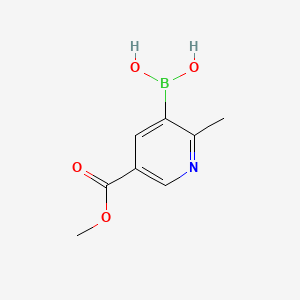 Chemical structure of 2-Methyl-5-(methoxycarbonyl)pyridine-3-boronic acid