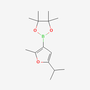Chemical structure of 2-Methyl-5-(iso-propyl)furan-3-boronic acid pinacol ester