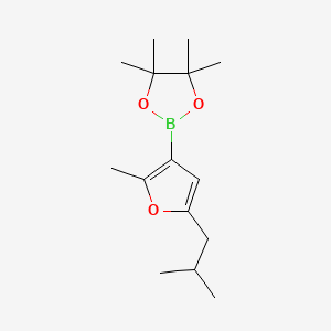 Chemical structure of 2-Methyl-5-(iso-butyl)furan-3-boronic acid pinacol ester