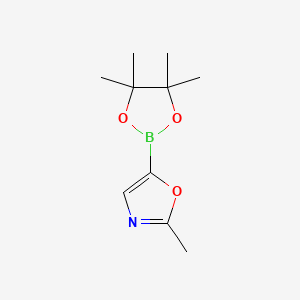 Chemical structure of 2-Methyl-5-(tetramethyl-1,3,2-dioxaborolan-2-yl)-1,3-oxazole