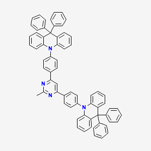 Chemical structure of 2-Methyl-4,6-bis[4-(9,9-diphenyl-9,10-dihydroacridine)-phenyl]pyrimidine