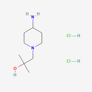 Chemical structure of 2-Methyl-4-(morpholin-4-yl)butan-2-amine dihydrochloride