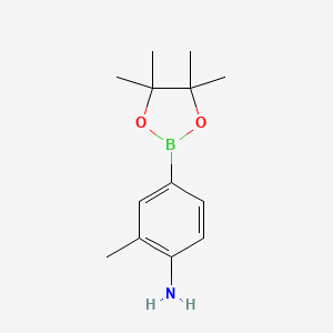 Chemical structure of 2-Methyl-4-(4,4,5,5-tetramethyl-1,3,2-dioxaborolan-2-yl)aniline