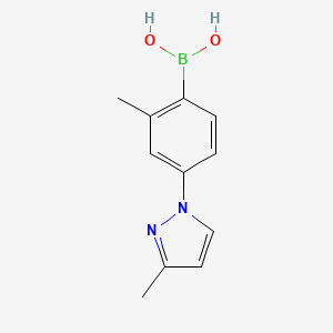 Chemical structure of 2-Methyl-4-(3-methyl-1H-pyrazol-1-yl)phenylboronic acid