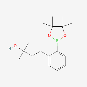 Chemical structure of 2-Methyl-4-(2-(4,4,5,5-tetramethyl-1,3,2-dioxaborolan-2-yl)phenyl)butan-2-ol