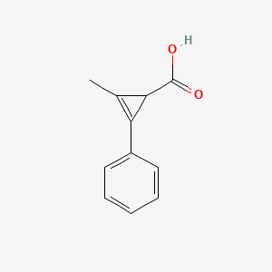 Chemical structure of 2-methyl-3-phenylcycloprop-2-enecarboxylic acid