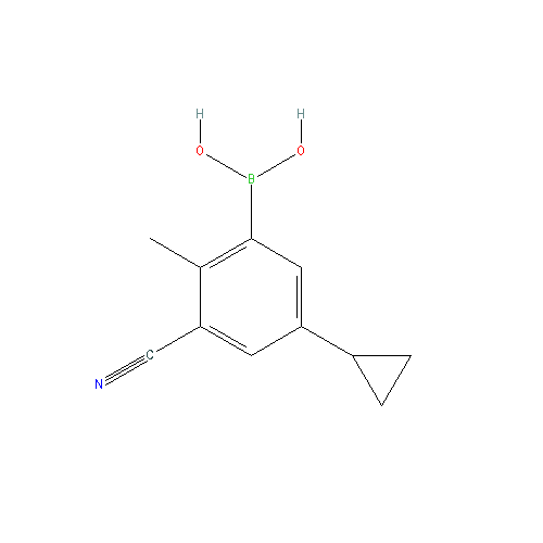Chemical structure of 2-Methyl-3-cyano-5-cyclopropylphenylboronic acid