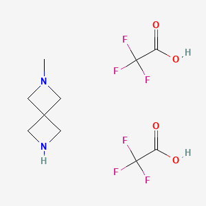 Chemical structure of 2-methyl-2,6-diazaspiro[3.3]heptane bis(trifluoroacetate)