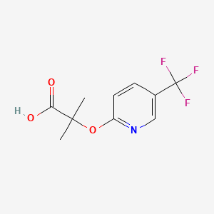 Chemical structure of 2-Methyl-2-(5-(trifluoromethyl)pyridin-2-yloxy)propanoic acid