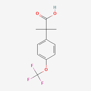 Chemical structure of 2-methyl-2-(4-(trifluoromethoxy)phenyl)propanoic acid