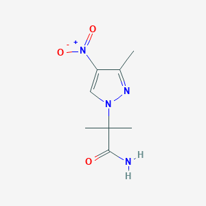 Chemical structure of 2-Methyl-2-(3-methyl-4-nitro-1H-pyrazol-1-yl)propanamide