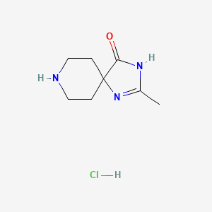 Chemical structure of 2-Methyl-1,3,8-triazaspiro[4.5]dec-1-en-4-one hydrochloride
