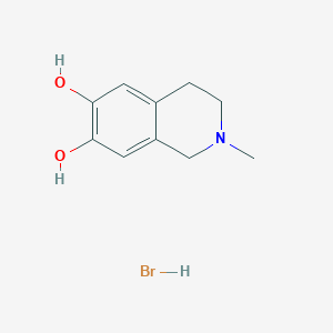Chemical structure of 2-Methyl-1,2,3,4-tetrahydroisoquinoline-6,7-diol hydrobromide