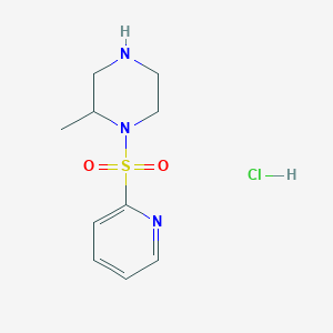 Chemical structure of 2-Methyl-1-(pyridin-2-ylsulfonyl)piperazine hydrochloride