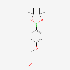 Chemical structure of 2-methyl-1-(4-(4,4,5,5-tetramethyl-1,3,2-dioxaborolan-2-yl)phenoxy)propan-2-ol