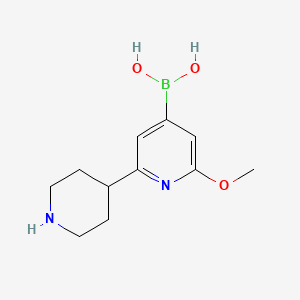 Chemical structure of 2-Methoxy-6-(piperidin-4-yl)pyridine-4-boronic acid