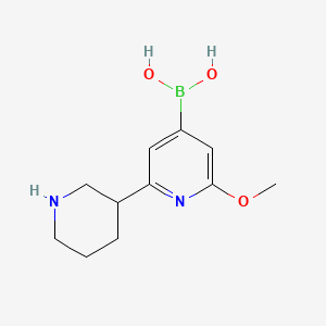 Chemical structure of 2-Methoxy-6-(piperidin-3-yl)pyridine-4-boronic acid