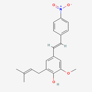 Chemical structure of 2-Methoxy-6-(3-methylbut-2-en-1-yl)-4-(4-nitrostyryl)phenol