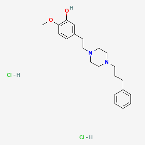 Chemical structure of 2-Methoxy-5-[2-[4-(3-phenylpropyl)-1-piperazinyl]ethyl]phenol dihydrochloride