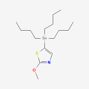 Chemical structure of 2-Methoxy-5-(tributylstannyl)thiazole