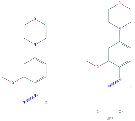 Chemical structure of 2-Methoxy-4-morpholinobenzenediazonium chloride zinc chloride double salt