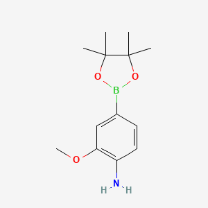 Chemical structure of 2-Methoxy-4-(4,4,5,5-tetramethyl-1,3,2-dioxaborolan-2-yl)aniline
