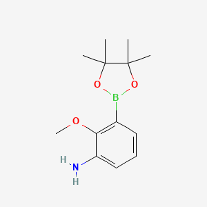 Chemical structure of 2-MEthoxy-3-(tetramethyl-1,3,2-dioxaborolan-2-yl)aniline
