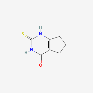 Chemical structure of 2-Mercapto-6,7-dihydro-3H-cyclopentapyrimidin-4(5H)-one