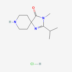 Chemical structure of 2-Isopropyl-3-methyl-1,3,8-triazaspiro[4.5]dec-1-en-4-one hydrochloride